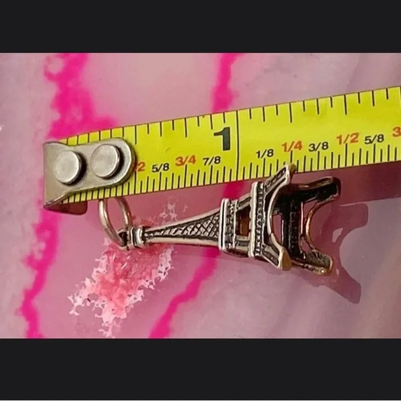 ⚜️ Vintage 3D Sterling Silver Paris Eiffel Tower Pendant #7196 - Picture 2 of 2